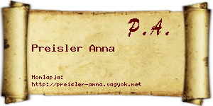 Preisler Anna névjegykártya